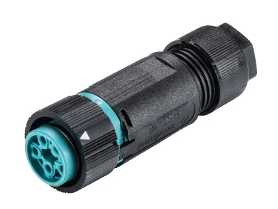 Разъем RST16I5 S B1 ZW3S  A TB - Розеточный разъем на кабель диам. 7,1-13 мм, IP68(69k), 5 полюсов, цвет: бирюзовый, номинальные характеристики: 250V+PE 16A, серия gesis RST MINI