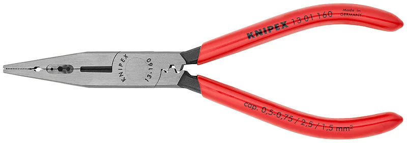 Плоскогубцы KN-1301160 - Инструмент электрика, для захвата, удержания, изгибания и резки проволоки, с пластиковыми рукоятками, длина 160мм