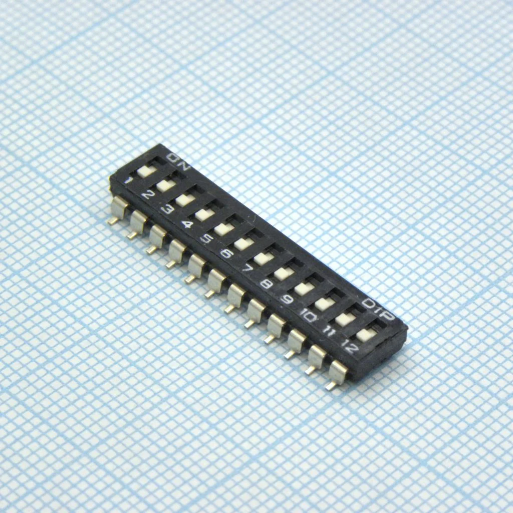 DMR-12-V - Движковый переключатель 12 групп SMD монтаж 2.54мм 25мА 24В