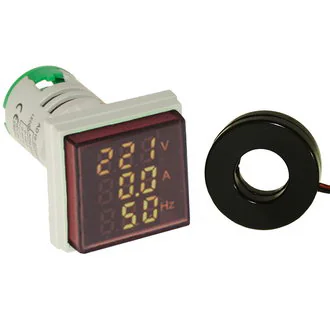 DMS-305 - Цифровой LED многофункциональный измеритель AC 60-500В/2-100А/0-99Гц, AD16-22VAHZS, красный, установка на панель в отв d=22мм