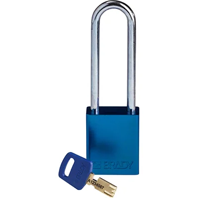 gws150241 - Замок SafeKey алюминиевый со стальной дужкой, высота дужки – 76 мм, диаметр дужки – 6.4 мм, алюминиевый корпус, размеры корпуса – 46х38х19 мм, цвет – синий, 1 шт/упак