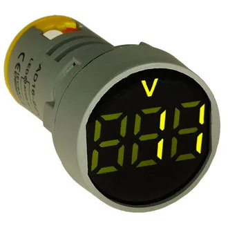 DMS-102 - Цифровой LED вольтметр AC 20-500В, желтый, установка на панель в отв d=22мм