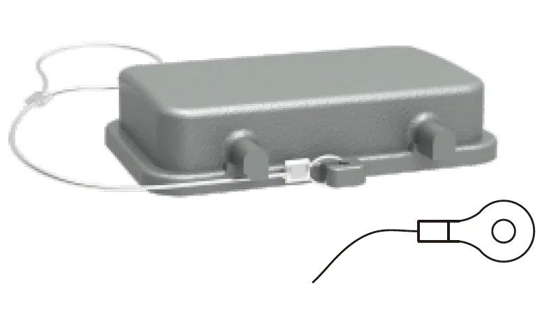Защитная крышка D10B-MCV-4g/2S - Защитная крышка, металлическая, типоразмер D10B, без защелок (стопора для двух защелок), стропа с кольцевым наконечником от утери