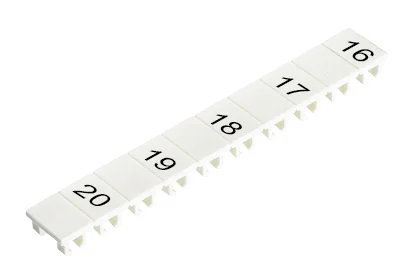 Шильдик M1.165.2000.2 - Маркировка для клемм сечением 2,5 мм.кв., шириной 5 мм, 10 шильдиков, белая, нанесенные знаки: 16, пробел,17, ,18, ,19, ,20,