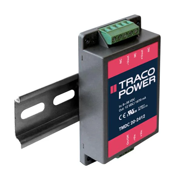 TMDC 20-2412 - Преобразователь DC-DC на шасси модульный вход 24В выход 12V 1.67A 20Вт 8-выводов