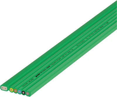 Кабель плоский 5G2,5+2X1,5 PVC MS E - Плоский кабель 5+2 полюсов, серия gesis NRG, сечение: 5х2,5 мм кв. + 2х1,5 мм кв., материал изоляции: PVC, цвет: зеленый