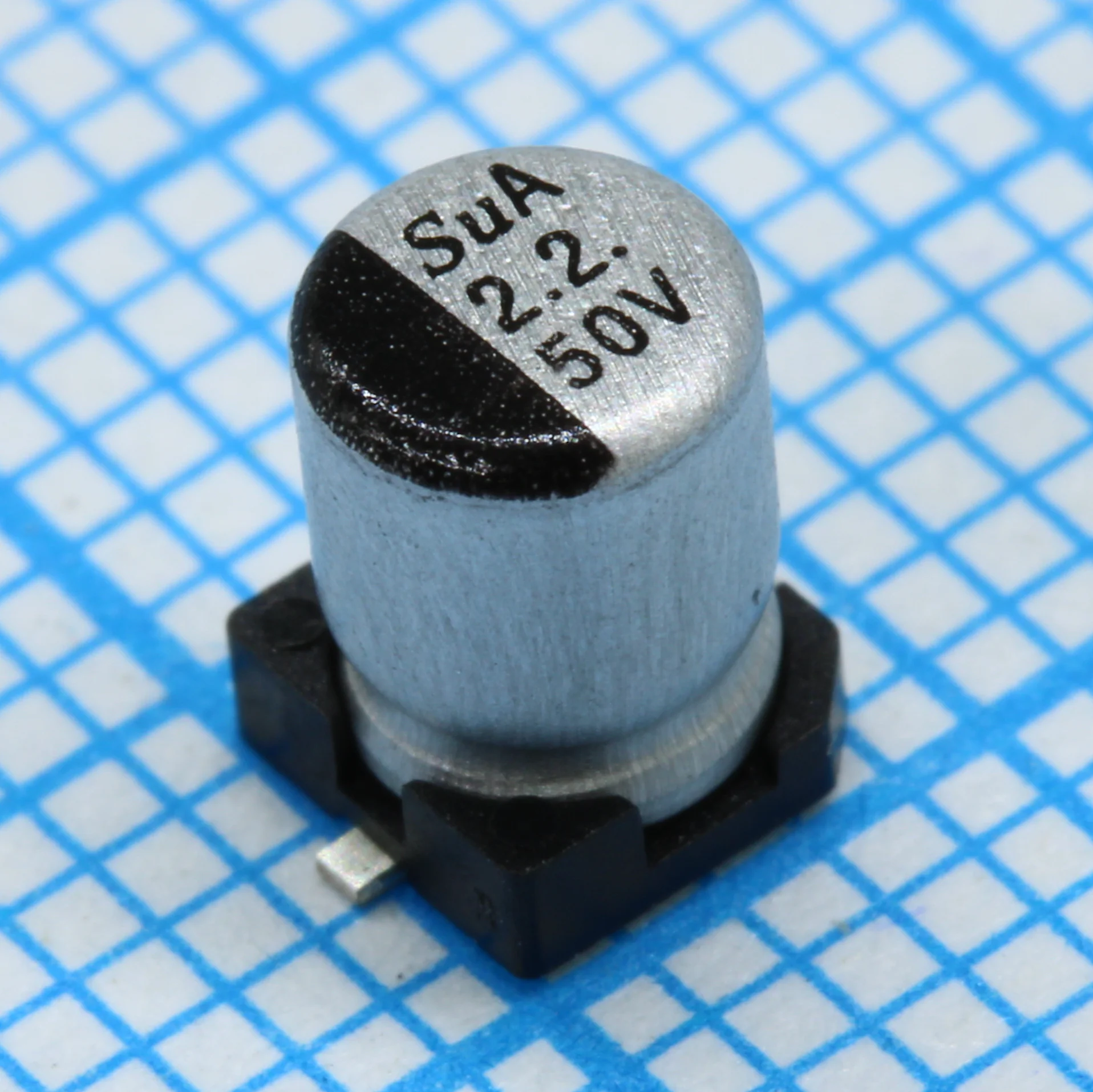 TS13CA1H2R2MBT000R - SMD Конденсатор алюминиевый электролитический 50В, 2.2мкФ ±20%, размер 4 X 5.8мм, 2.9 Ом, 60мА, 2000ч, 105С