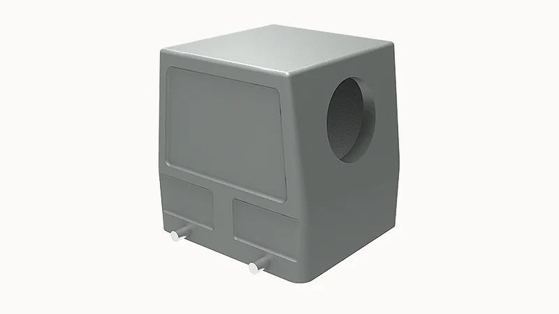 Крышка разъема D32B-SE-4g-M32 - Крышка разъема на кабель, типоразмер 32B, стандартное исполнение, без уплотнителя, 1 отверстие с резьбой для кабельных вводов M32x1,5, с боковым расположением, без защелок (упоры для двух защелок), материал корпуса: алюмини