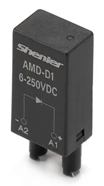 Модуль AMD-D 6-250V DC - Модуль для реле, 6 - 250VDC, диод (-А1/+А2), цвет: черный, для колодок: SRU, SKF14, SKC, SKB, STB, SRC*-E, SRB, GZT, GZM, GZS, GZMB, ES32